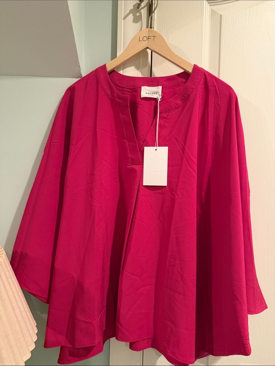 Andree Tops - Andree Fuchsia Split-Neck Swing Tunic